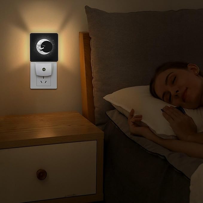 Cute Lunar Eclipse Night Light, Plug into Wall Decor Nightlights for Bedroom, Bathroom, Hallway, Kitchen, with Dusk to Dawn Light Auto Sensors LED Night Lights for Boys Girls Women Men Room Gifts