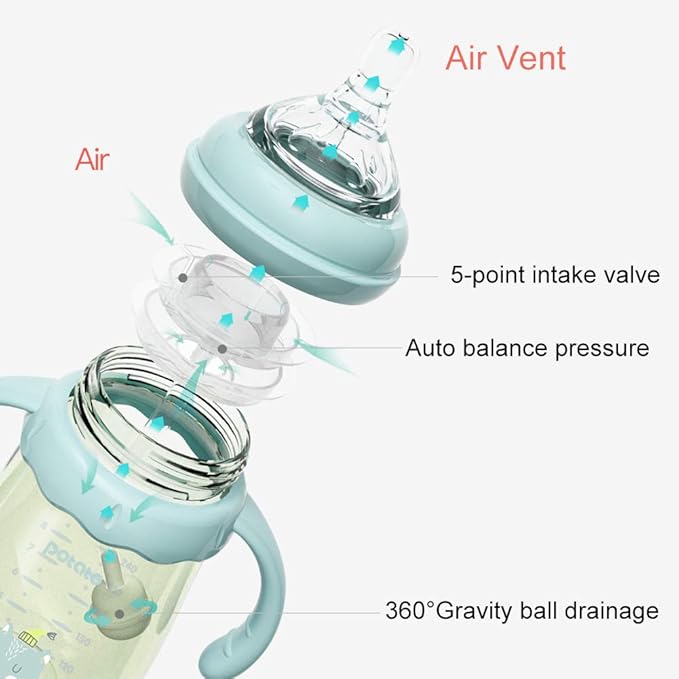 POTATO Baby Bottles PPSU Baby Feeding Bottle 10 oz Anti-Colic Bottles with Silicone Nipples Breastfeeding Bottles for Babies & Toddlers - Blue