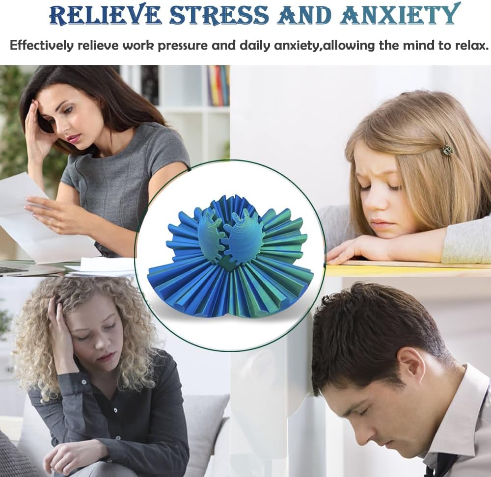 3D Printed Gear Ball Cube Ball Decompression Gear Sphere Toy Stress Ball, Gear Toys Fidget Ball, Relief Desk Decoration for Christmas Toy Gear Toy for Stress and Anxiety Relaxing (Red)