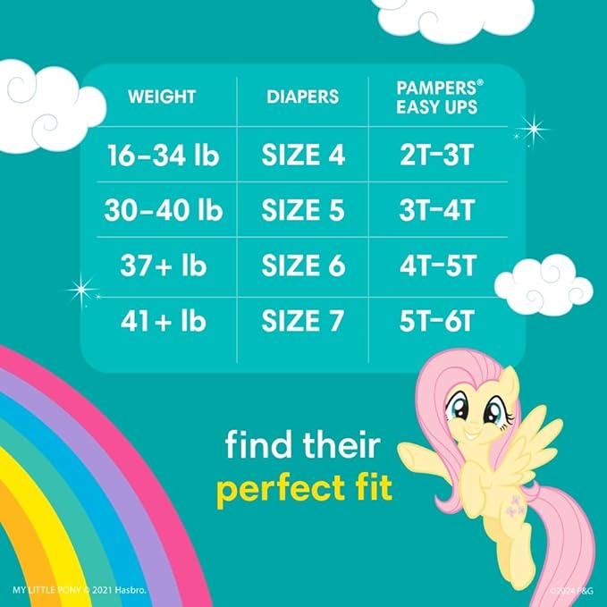 Pampers Training Pants - Easy Ups Girls & Boys - Size 2T-3T, 25 Count, My Little Pony Potty Underwear (Packaging May Vary)