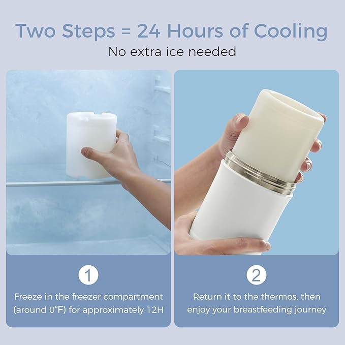 Momcozy 22oz Portable Breast Milk Cooler for Outdoor, Life Saver with 360° Total Cooling for 24 Hours, Larger Capacity Travel Breastmilk Chiller with 2pcs Baby Bottles for Breastmilk Storage, Cream