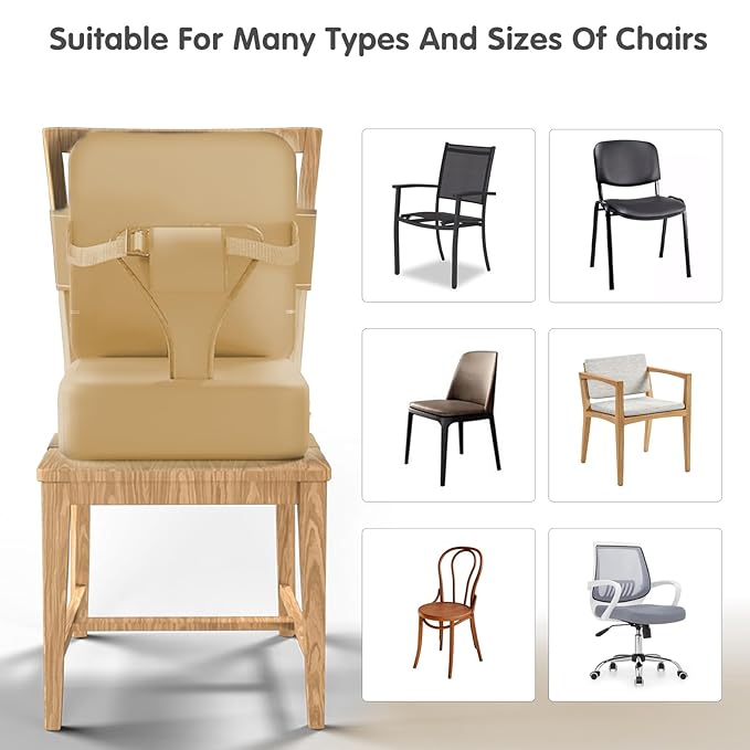 Toddler Booster Seat for Dining Table,Booster Seat for Kitchen Chair with Extended Straps,2PCS Portable with Safety Buckles,Suitable for Kids Aged 3-12 in Restaurants