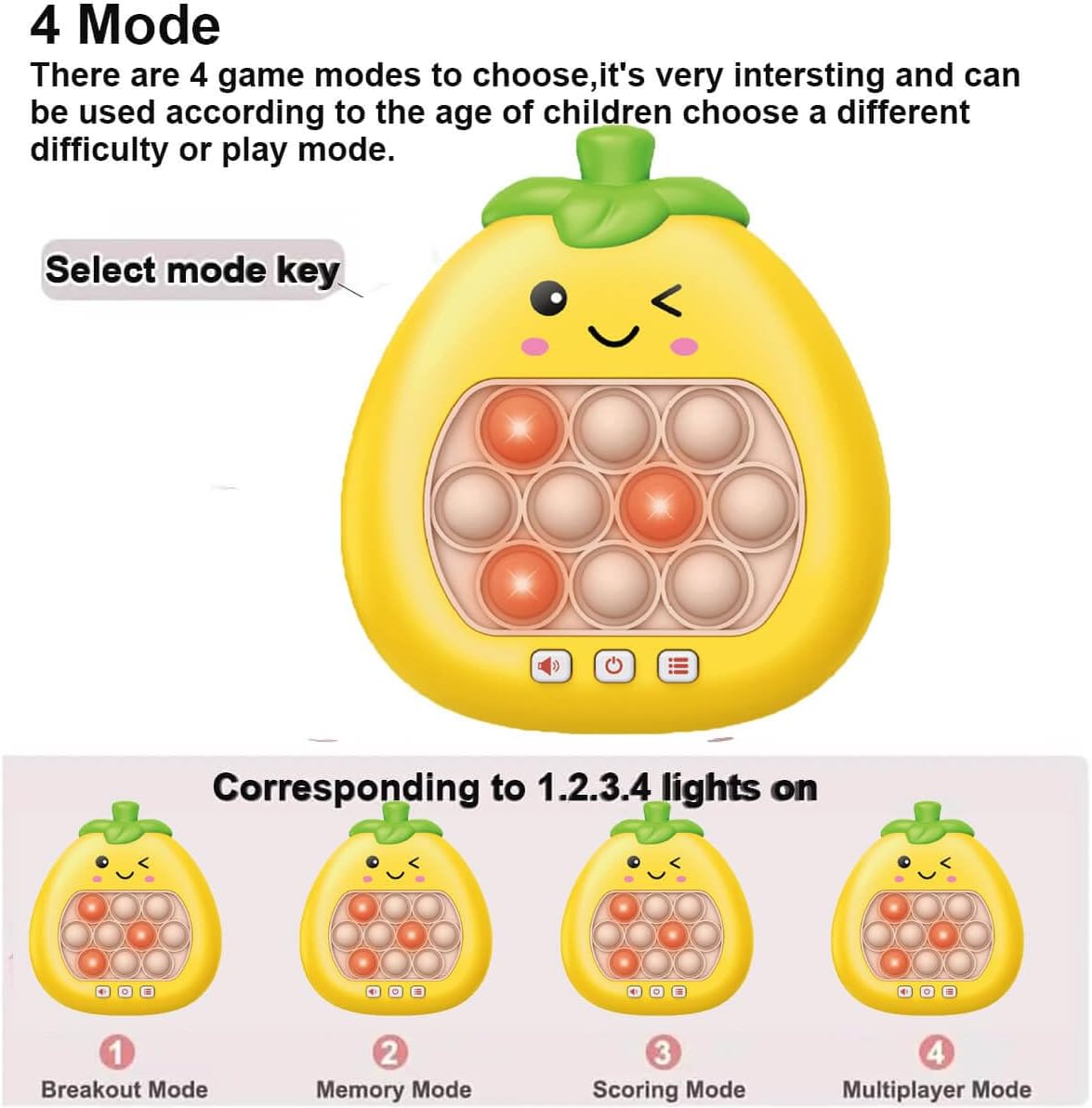 Quick Push Game Console,Pop Fidget Toys ,A Toy Game Machine That Exercises Reaction Ability and Improves Concentration | Gift Idea for Kids & Teens Boys & Girls (Pear)