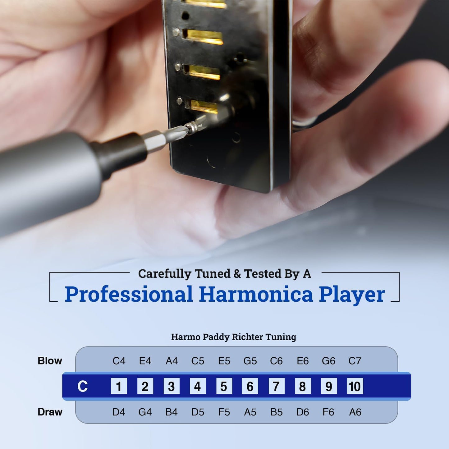Harmo Polar Diatonic Harmonica Key of G, Paddy Richter Tuning - Specialized for Irish, Bluegrass, Celtic, and Folk Music, Mouth Organ With Case, Harmonica for Kids, Adults, Beginners & Professionals