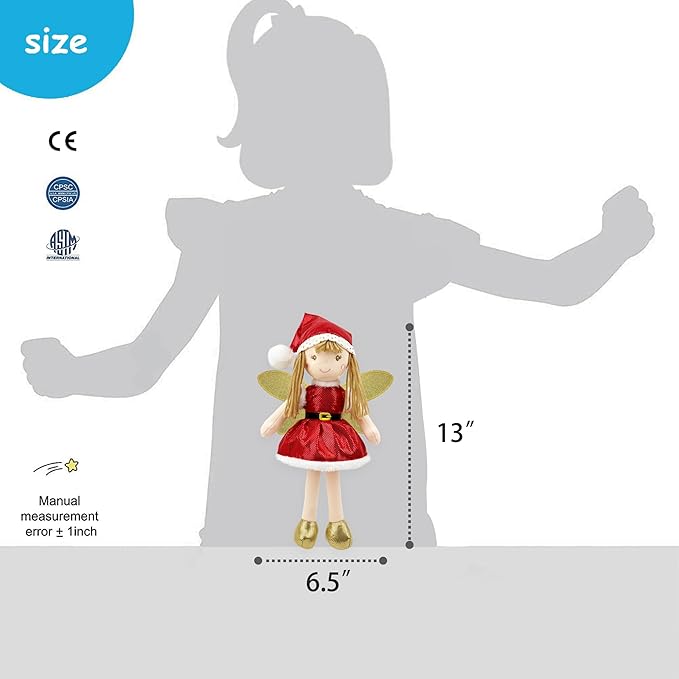 June Garden 12" Enchanted Garden Fairy Holly Evergreen - Plush Stuffed Soft Doll Girl Gift - Christmas Themed