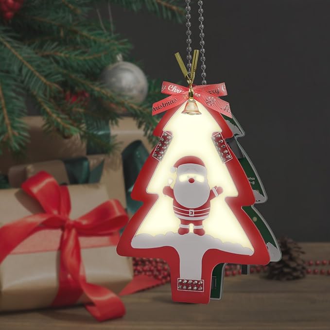 PEMENOL Christmas Tree Soldering Project Kit, DIY Xmas Ornament Electronics Kit with Through-Hole Components, Glowing PCB Design & Jingle Bells, for Xmas Decorations Soldering Practice Present