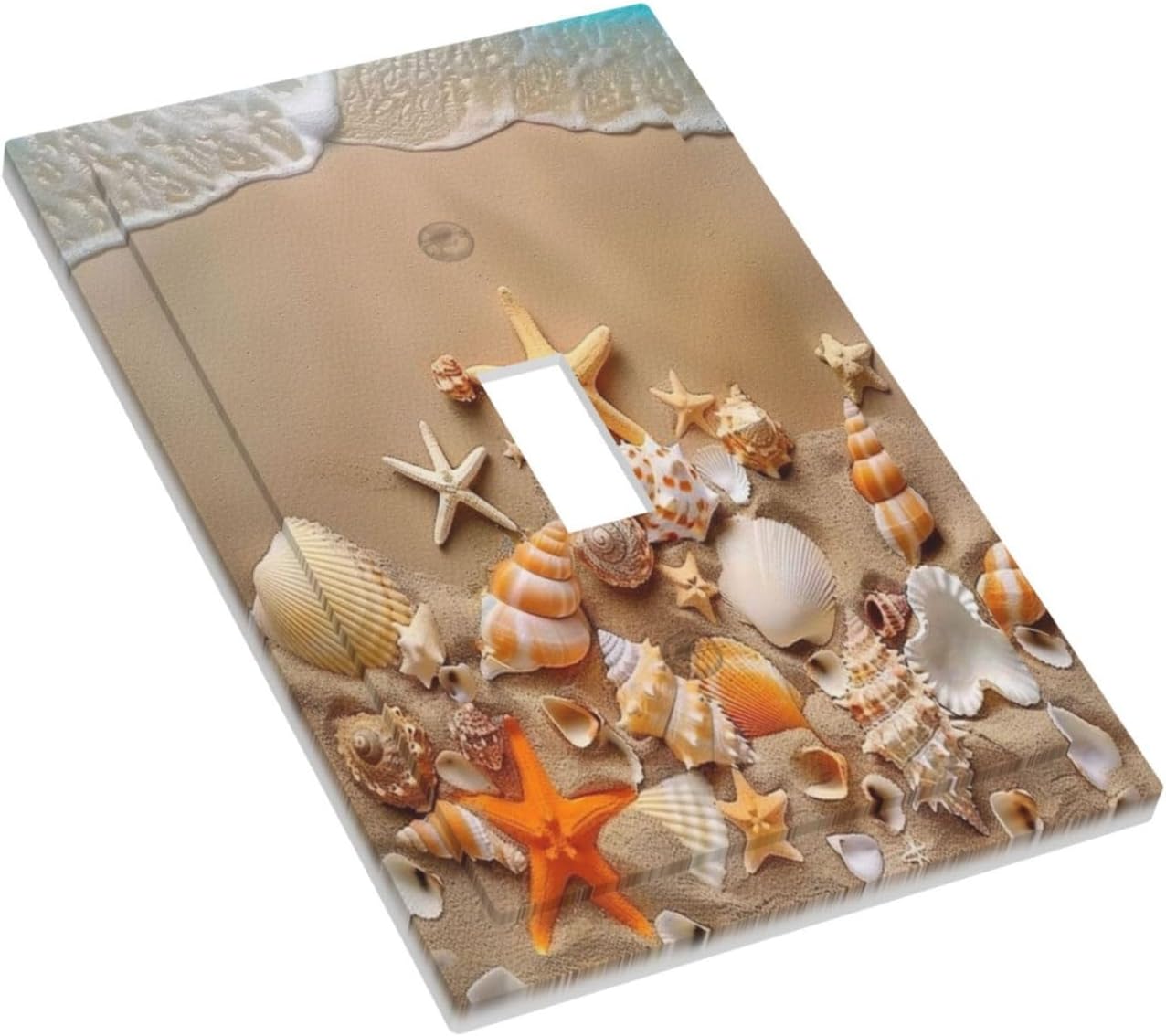 Decorative Switch Covers Plate Beachy Sea Ocean Seashell Starfish 1 Gang Wall Plate Unique Single Toggle Wall Cover Plate Jumbo Electrical Light Switch Plate Faceplate for Bedroom Home Decor