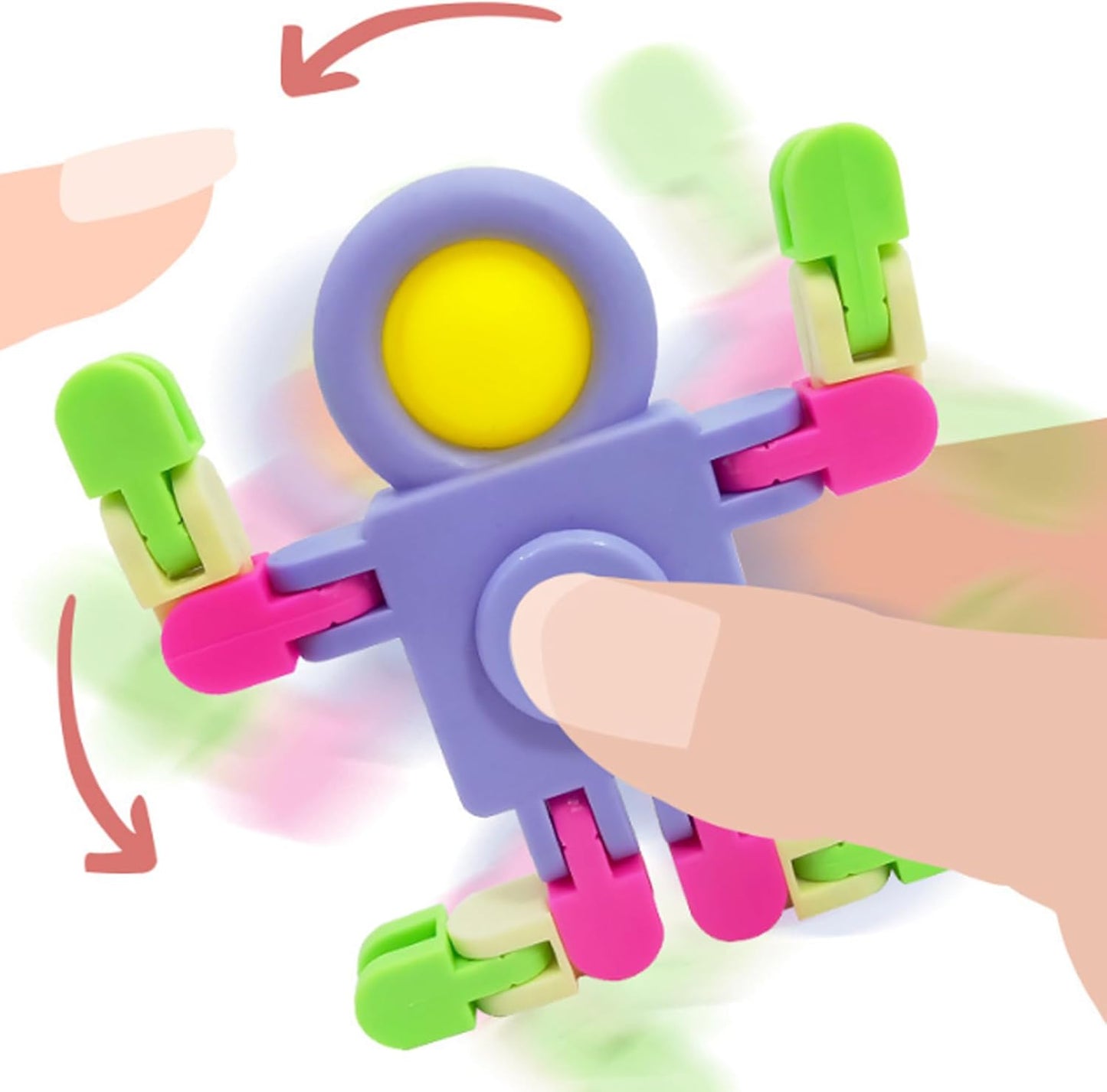 Fidget Spinners, Transformable Chain Robot Fingertip Toy, Gyro Fidget Sensory Toys, Stress Relief Fidget Toy for Kids Adult, Pinata Goodie Bag Stuffers Birthday School Gift (4 Pack)