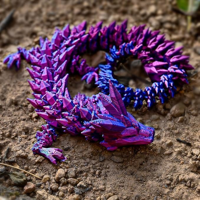 3D Printed Dragon Egg,Easter Egg,3D Printed Articulated Dragon with Dragon Inside,Crystal Dragon Fidget Toy Adults Fidget Toys Mystery Dragon Egg for Autism/ADHD (Pure Purple)