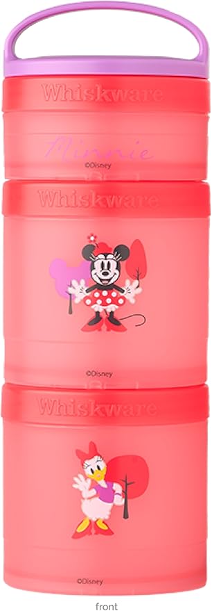 Whiskware Disney Stackable Snack Containers for Kids and Toddlers, 3 Stackable Snack Cups for School and Travel, Minnie and Daisy