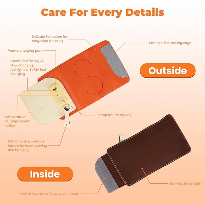 Baby Bottle Warmer – Portable Milk Warmer with 5 Adjustable Temperature Levels, LED Display & Fast Charging, Bottle Insulation Cover for Travel, Car & Outdoor Use