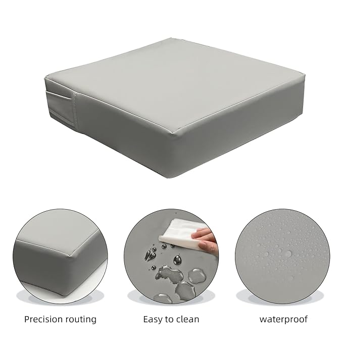 Booster Seat for Dining Table, PU Anti-Scratch Easy Cleaning Kids Toddler Booster Seat for Table, Portable Travel Increasing Cushion for Chair - Light Grey