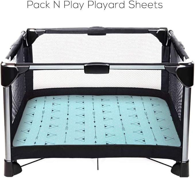 Pack n Play Sheets, BROLEX 2 Pack Mini Crib Sheets,Stretchy Portable Fitted Playard Sheet Set, Convertible Playard Mattress Cover,Ultra Soft Breathable Material,Arrow Owl