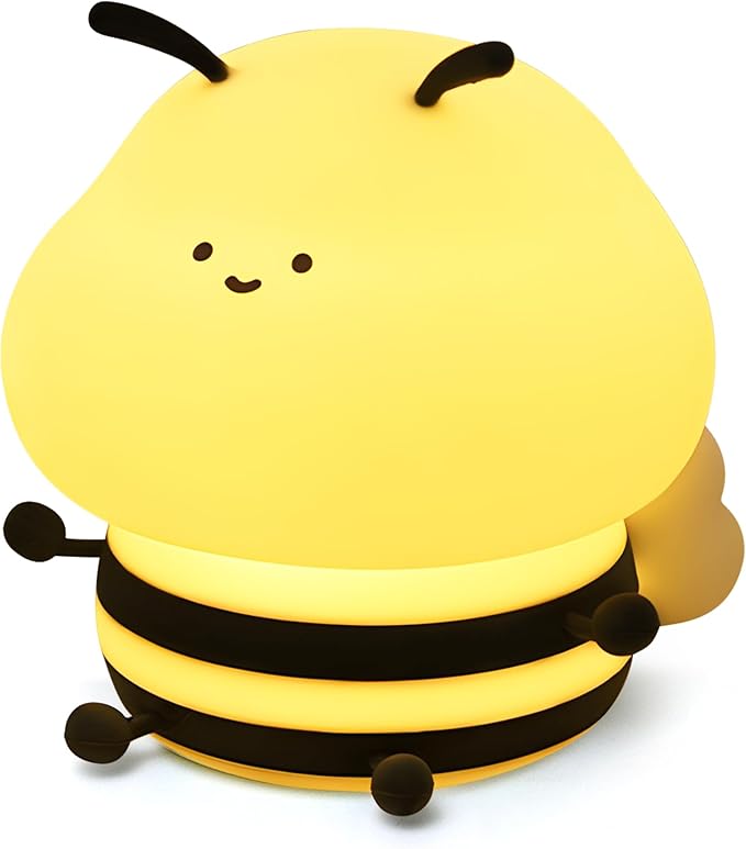 Bee Gifts, Cute Bee Night Light, Animal Silicone Nursery Lamp with Dimming and Timing Function, 9 Lighting Effects, Cute Room Decor Lights