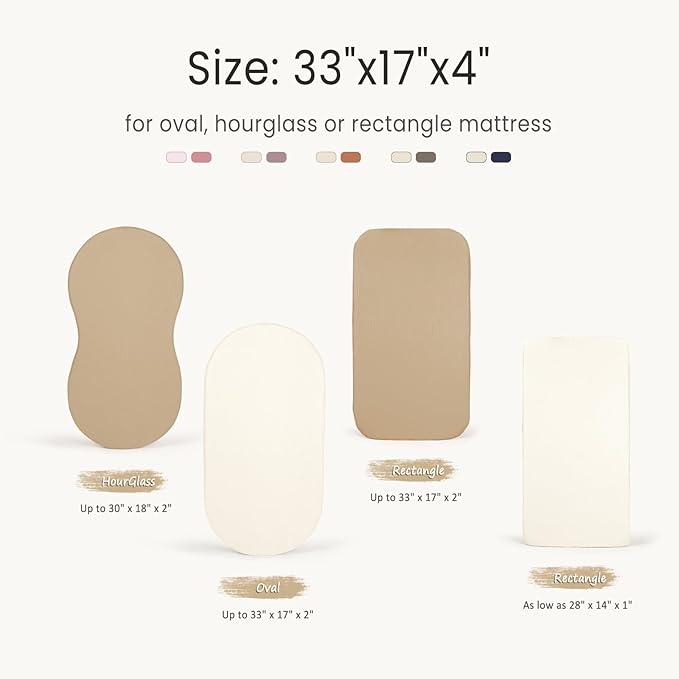 lulumoon Baby Muslin Bassinet Sheets: Cotton Bassinet Sheets Neutral for Boys and Girls - Fitted for Oval Rectangle or Hourglass