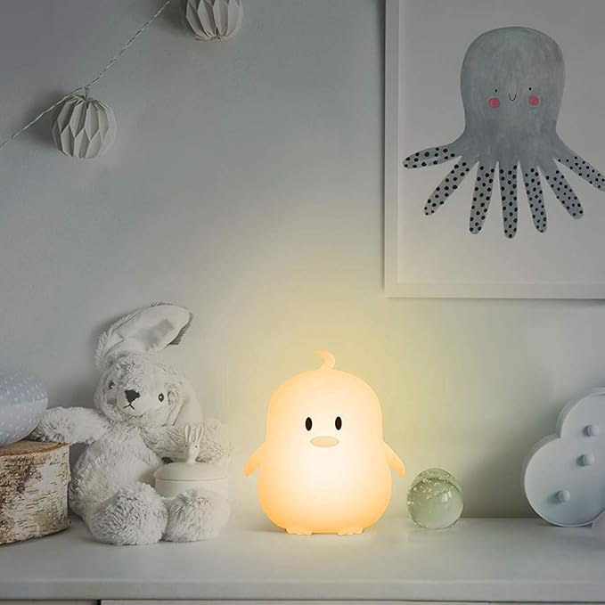 Penguin Night Light for Kids Silicone Sleep NightLights, 9 Colors Baby Light Bedside Lamp Bed Room Children Decorative Lamps for Toddlers/Boys/Girls/Adults/Bedroom/Bathroom/Outdoor - Medium