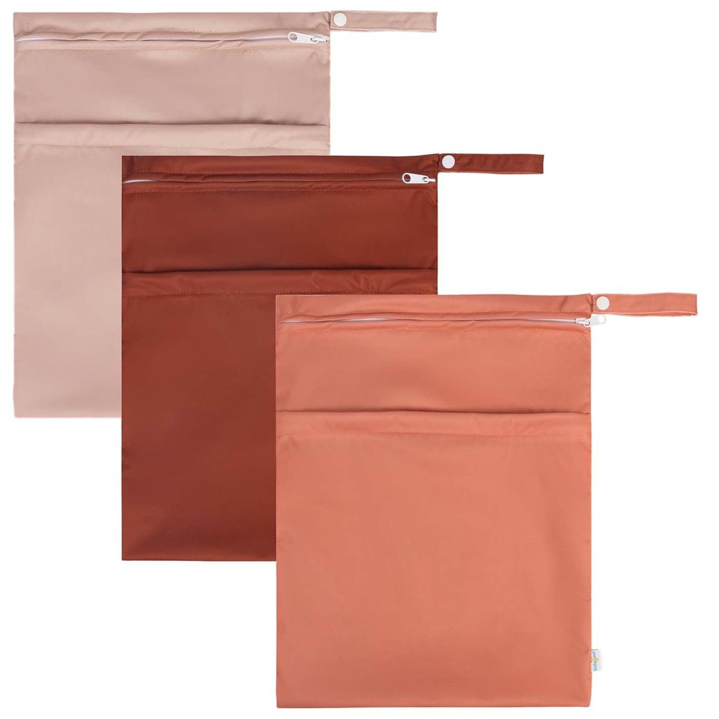 babygoal Wet Dry Bags 3 Pack for Baby Cloth Diapers, Washable Travel Bags, Beach, Pool, Gym Bag for Swimsuits & Wet Clothes with Two Pockets, Snap Handle 3LN33