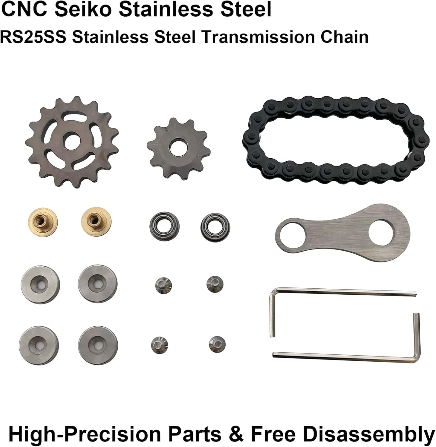 Chain Gear Fidget Spinner, Metal Sprocket Chain Fidget Toy, Stress Anxiety Relief Fidget Toy, Bike Chain Gears Novelty Toy,Metal EDC for Anxiety Relieve Boredom ADHD Autism (Black)