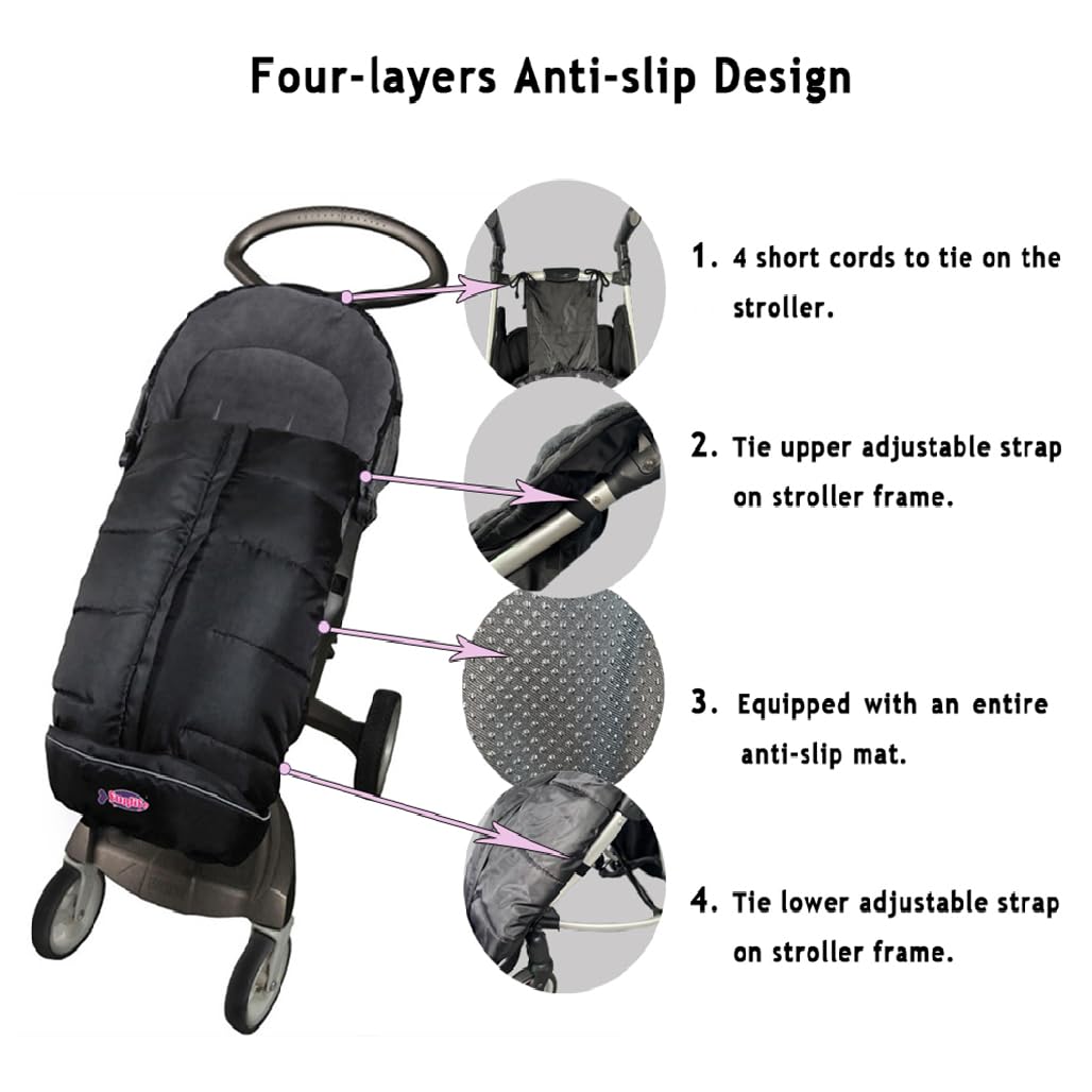 German Designed Universal Stroller Bunting Bag, 5 Way Zippers Style for Baby Easy In & Out of Water Repellent Blanket, Height/Temperature Adjustable Anti-Kick Winter Sleeping Bag