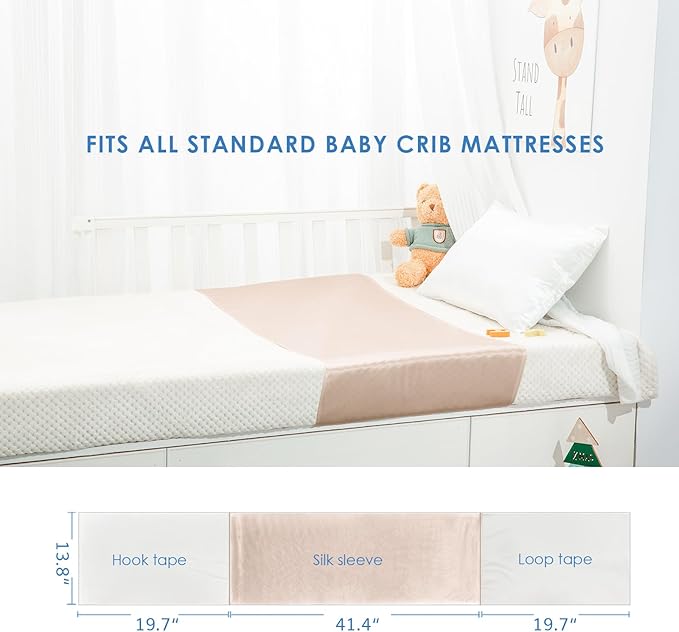 PROMEED 100% Mulberry Silk Crib Sleeve for Baby Hair Loss Prevention, Premium 23 Momme Natural Silk Bassinet Slip for Bassinets/Cradles/Cots/Cribs (Champagne)