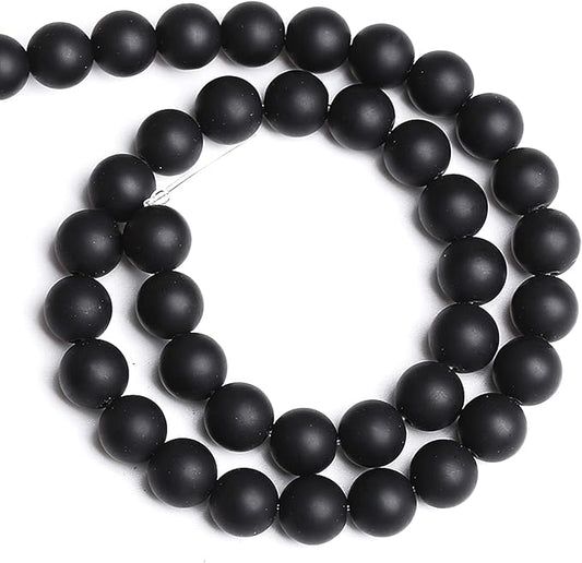 12MM 32PCS Natural Stone Matte Black Agate Loose Beads for Jewelry Making DIY Bracelet Necklace