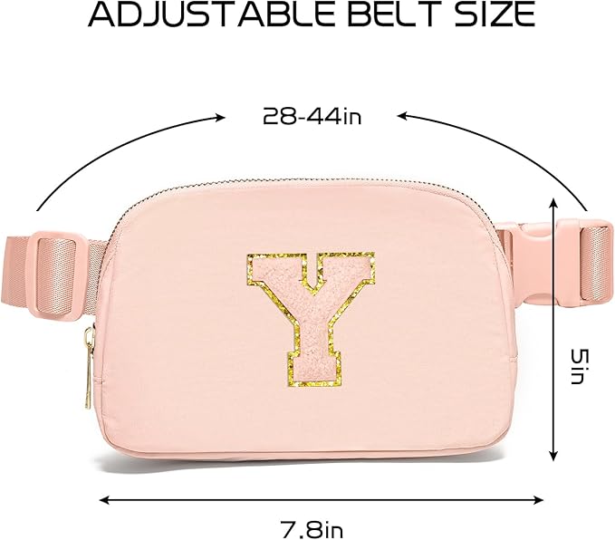 Gitus Gifts for 8 9 10 11 12 Year Old Girls Belt Bag Fanny Pack Crossbody Bags with Initial Letter Patch Cute Stuff Birthday Gifts for Teen Girls Women Personalized Trend Stuff (Coral Pink-Y)