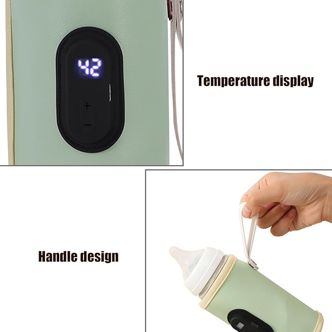 Portable Bottle Warmer 18W Quick Heating Baby Bottle Warmer Temperature Adjustable USB Baby Bottle Heater for Home Family Travel Green, Portable Bottle Warmer