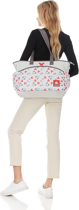 Disney Cudlie Diaper Tote Bag for Moms | Large Spacious Travel Diaper Tote for Baby Boy and Girl | 17-Inches Wide Multi-Functional Baby Bag with Cute Patterns