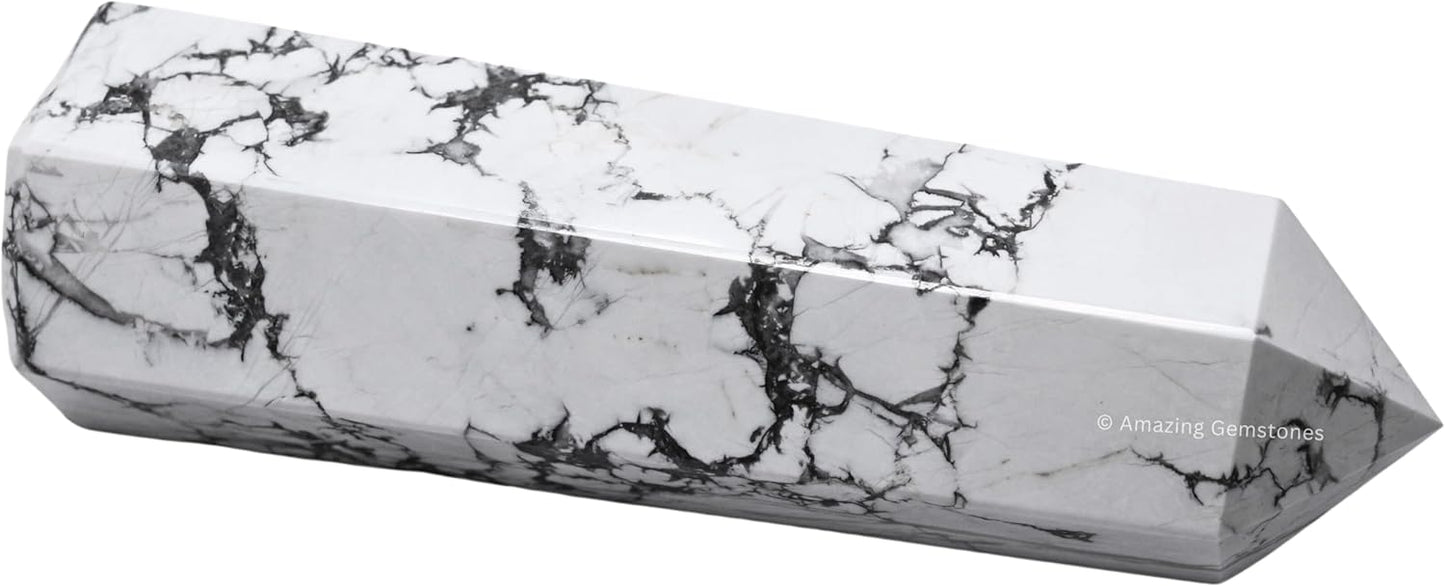 Amazing Gemstone Large Howlite Crystal Towers ~ Natural Healing Crystal Point Obelisk for Reiki Healing and Crystal Grid (5.5 to 6 INCH)