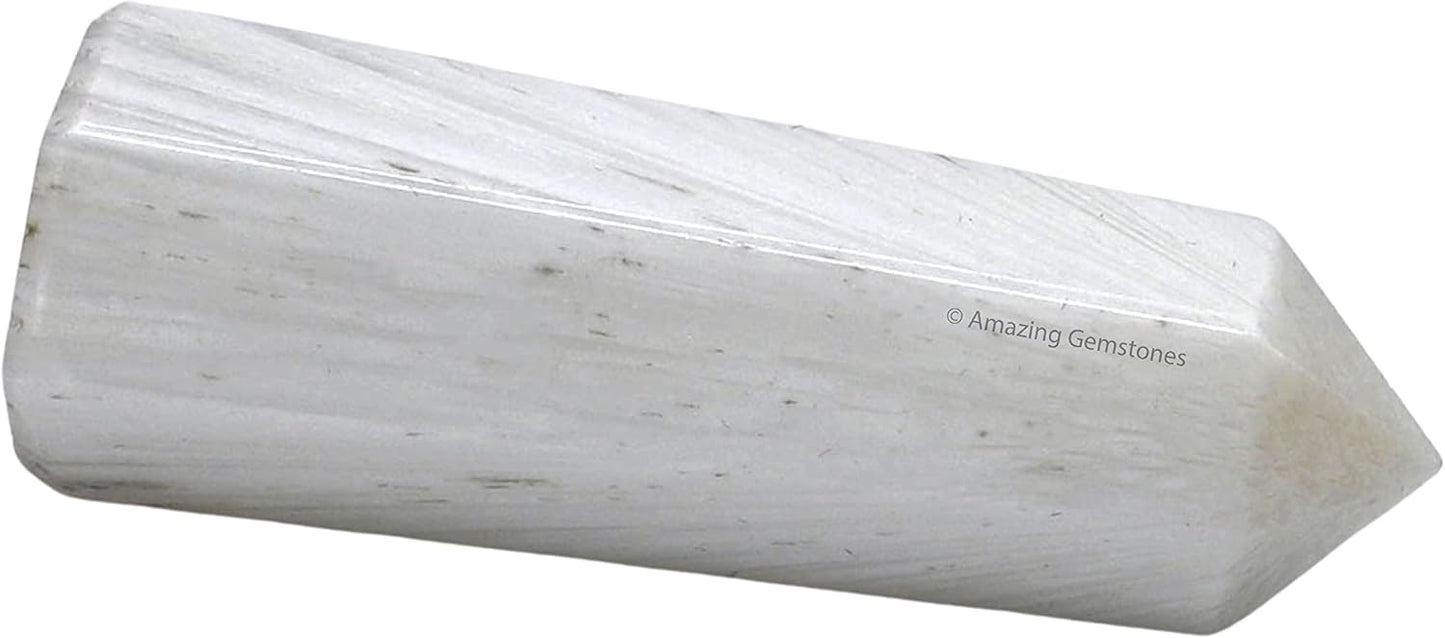 Amazing Gemstone Scolecite Crystal Towers - Natural Healing Crystal Point Obelisk for Reiki Healing and Crystal Grid (2 Inch to 3 Inch)