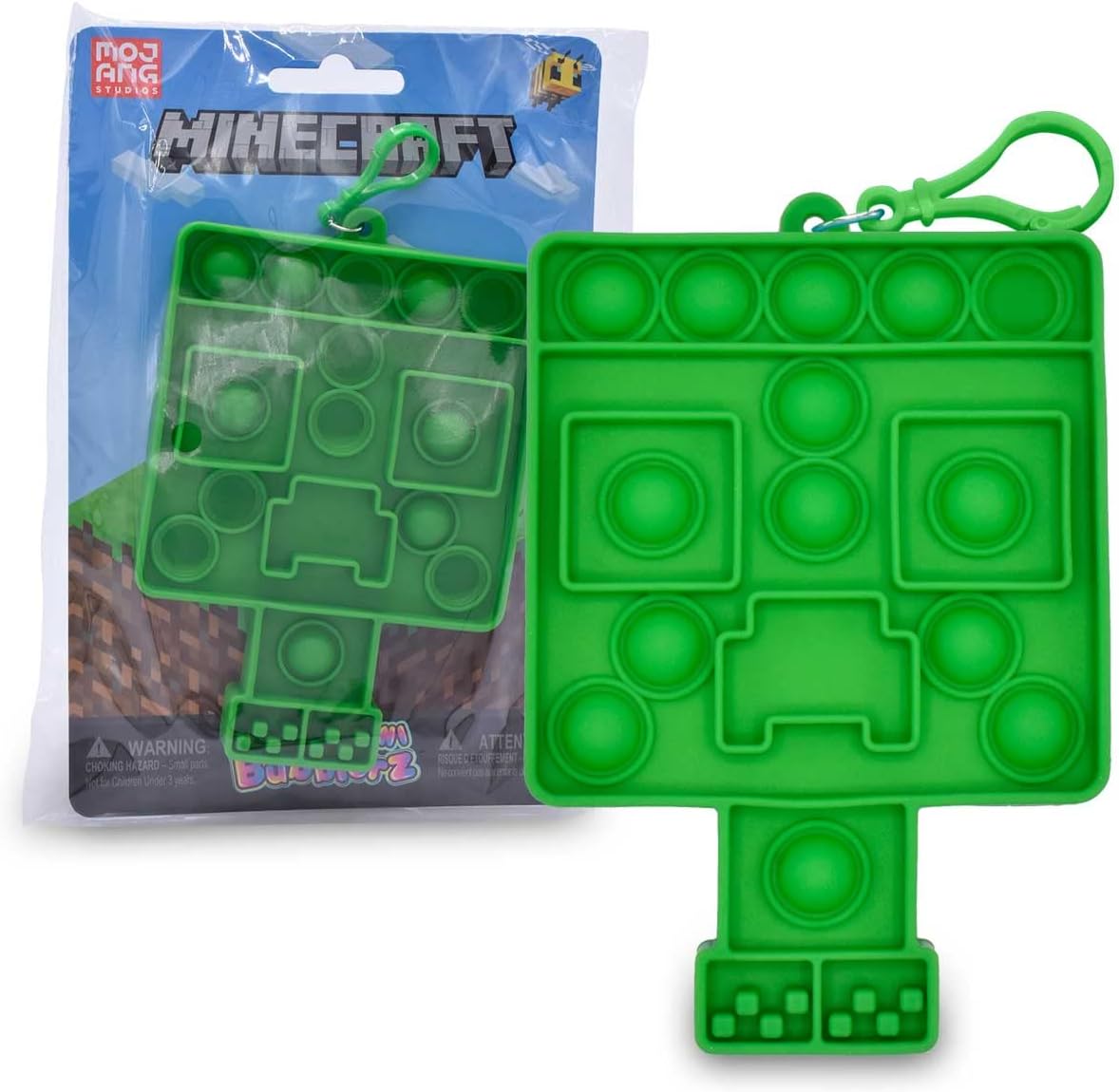 Minecraft Mini Bubblerz Fidget Bubble Popper Backpack Hanger (Creeper, Cow, Steve, Alex)
