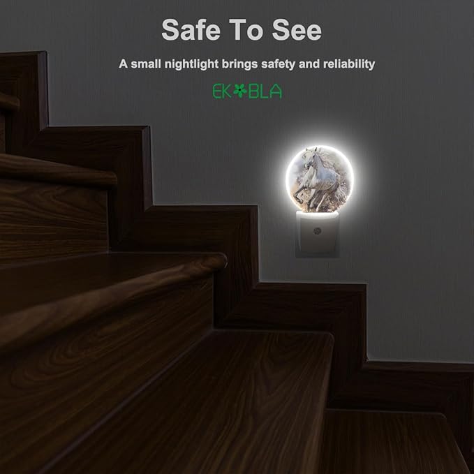 EKOBLA Running Horse LED Night Light Horse Dramatic Sunset Sky Dusk to Dawn Plug-in Nightlights Auto Sensor for Home Indoor Bathroom Hallway Kitchen