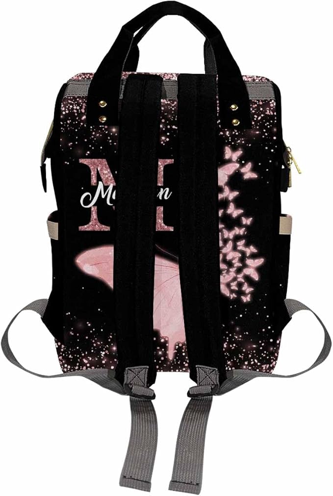 Custom Baby Bag For Mothers Day Gift Shoulders Bag Nappy Daypack Baby Bags Fors Customized Personalized Name Bag Nappy Backpack Waterproof Mommy Bag, Neon Butterfly