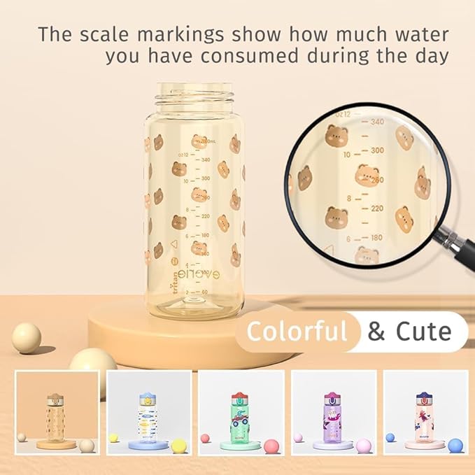 Evorie Kids Water Bottle for School, No Straw 13oz BPA Free Tritan Bottle, Leak Proof with Flip Top Lightweight for Outdoor (Purple Bunny)