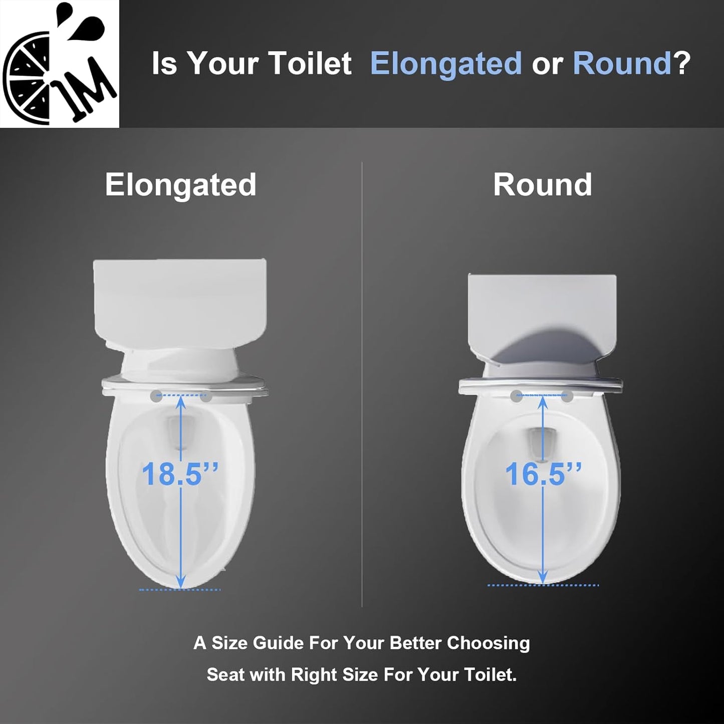 1M Soft Close Toilet Seat Round, Patented Quick Releasing for Easy Cleaning, Anti-Wiggling Design, Easy Installation (2PCS Pack)