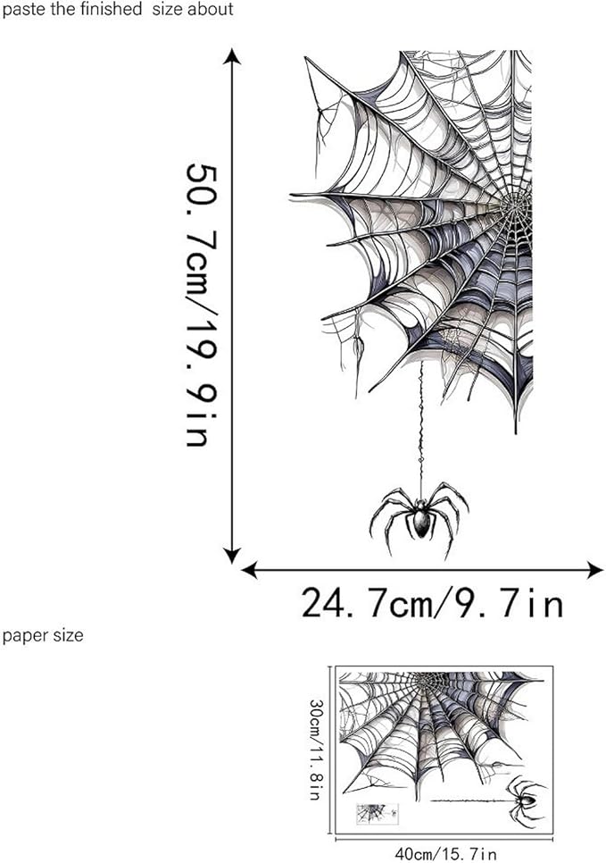 1 Sheet Halloween Spider Web Window Clings Stickers Double Sided Window Decals Party Decorations Black Spider Halloween Stickers for Glass Window Stickers for Home Shop Glass Supplies