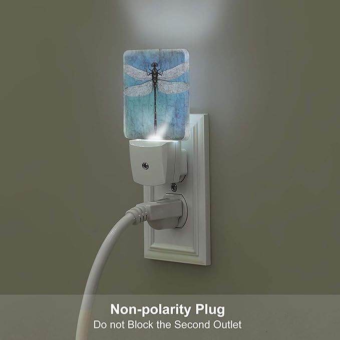 Blue Vintage Dragonfly Night Light,Plug Into Wall Decor for Stairway,Hallway,Kitchen,Dusk to Dawn Sensor Nightlights for Boys/Girls/Women/Men Room Gifts