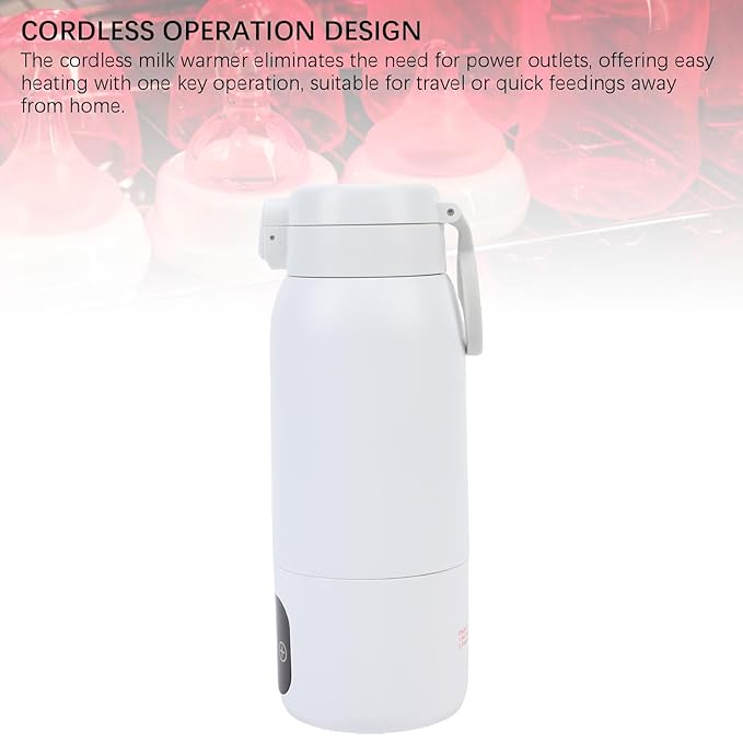 Fafeicy Portable Bottle Warmer, Cordless Baby Milk Warmer 500ML Travel Bottle Heater with 11000mAh Battery, for On The Go Use Heating Milk Anytime