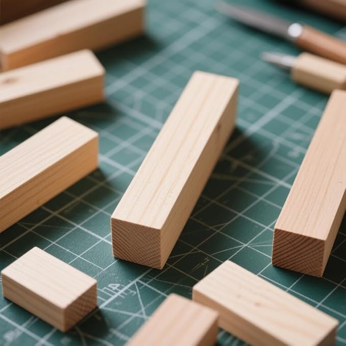 JAPCHET 12 Pieces 5 x 1-1/2 x 1-1/2 Inch Basswood Carving Blocks, Natural Carving Blocks, Unfinished Basswood Blocks for Carving, Crafting and Whittling