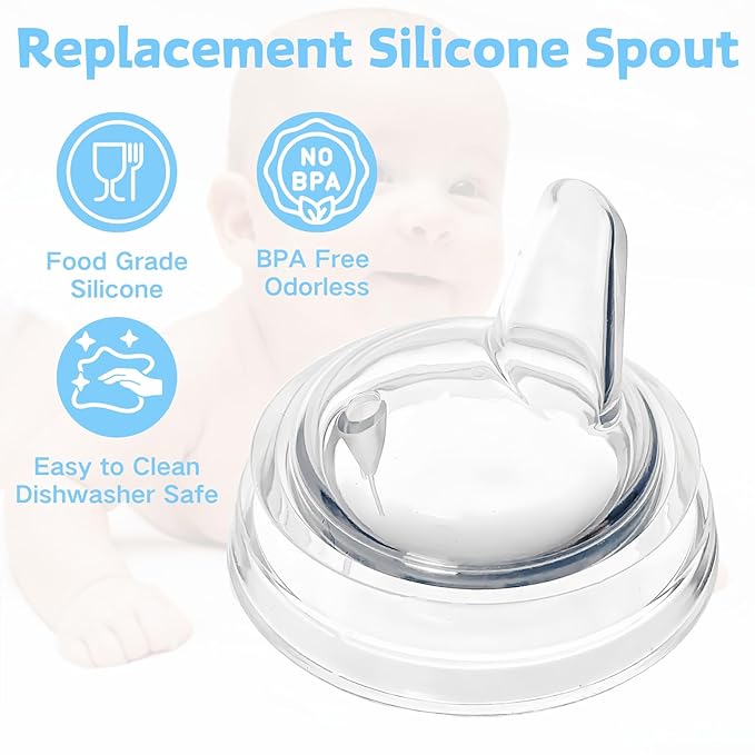 Sippy Spout Nipples Compatible with Philips Avent Natural Bottles, My Grippy Spout and Natural Trainer Sippy Cup, Soft Clear Food Grade Silicone Replacement Spouts, Leak-Proof, BPA Free, 6 Count
