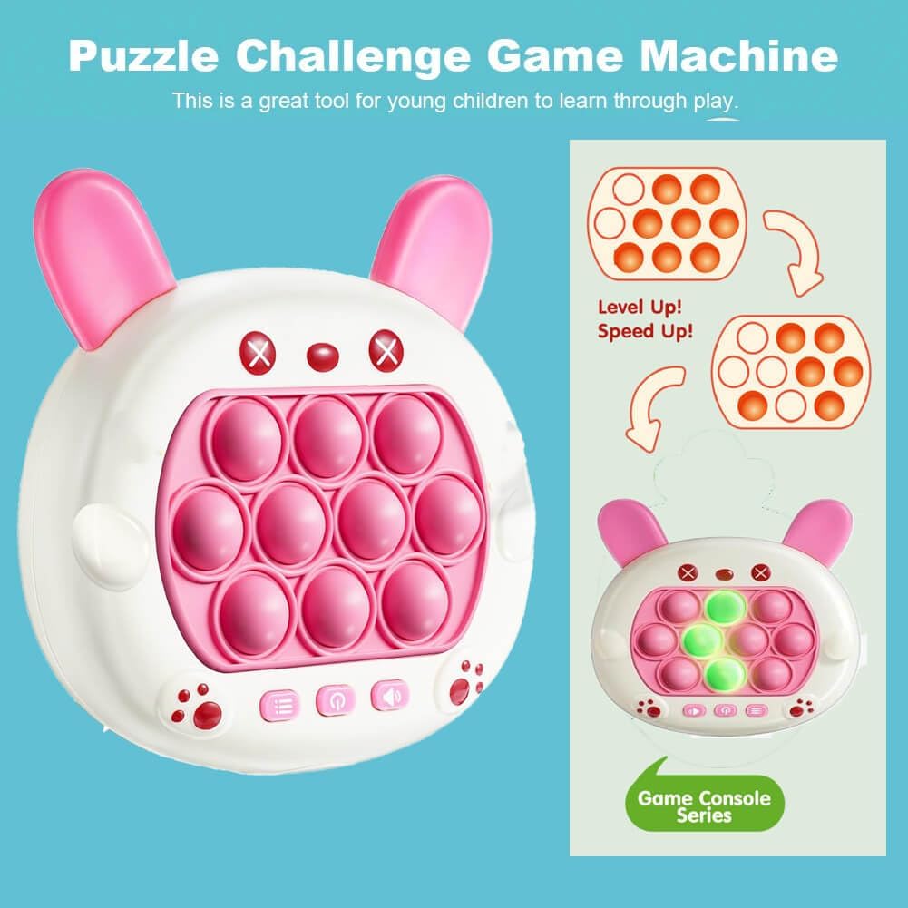 Quick Push Game Console,Pop Fidget Toys ,A Toy Game Machine That Exercises Reaction Ability and Improves Concentration | Gift Idea for Kids & Teens Boys & Girls(Pink Rabbit)