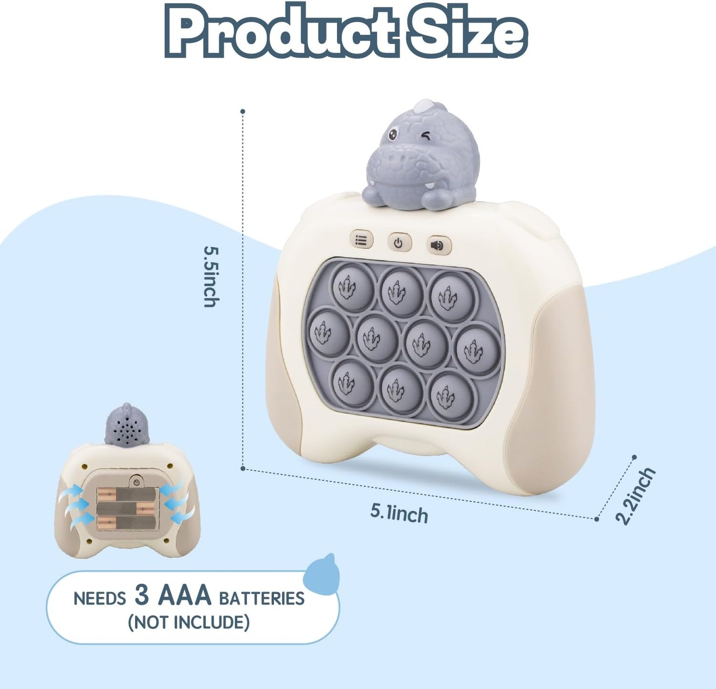 Fast Push Game,Light up pop Game Light up Fidget Toy,Fast Quick Push Bubble Game,pop pro Light up Game,Quick Push pop Game Birthday Xmas Gifts for Boys Girls Adults (T-Rex:Grey)