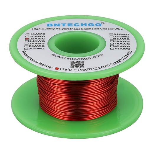 BNTECHGO 22 AWG Magnet Wire - Enameled Copper Wire - Enameled Magnet Winding Wire - 4 oz - 0.0256" Diameter 1 Spool Coil Red Temperature Rating 155℃ Widely Used for Transformers Inductors