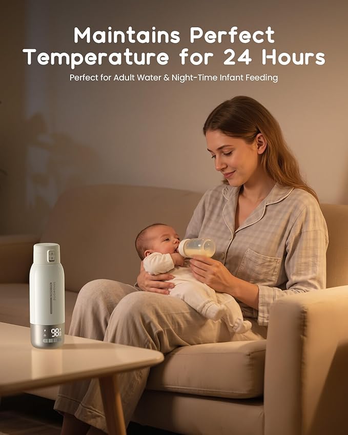 Portable Bottle Warmer for Travel, 20 oz Large Capacity Bottle Warmer On The Go, 10400mAh Long-Lasting Battery&Super Fast Charging in 2.5 Hours, Fast Heating for Breastmilk, Formula, Water