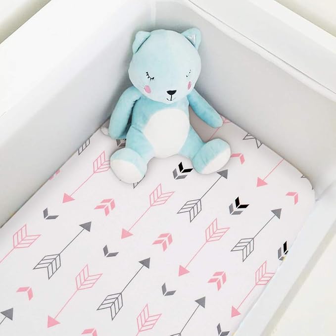 Stretch Fitted Bassinet Sheet Set BROLEX 2 Pack Cradle Sheets for Bassinet Pad/Mattress,Unisex Boys Girls,Ultra Soft,Pink Arrow