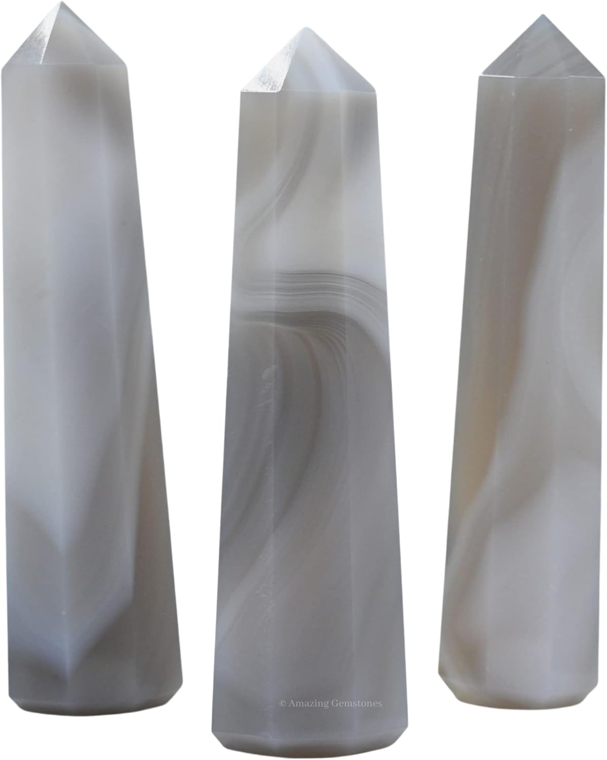 Amazing Gemstone Agate Crystal Towers ~ Natural Healing Crystal Point Obelisk for Reiki Healing and Crystal Grid (3 to 4 INCH)