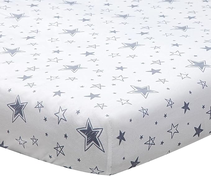 4 Pack Star and Moon Neutral Unisex Fitted Baby Sheets Set for Baby Boys or Girls (Crib Sheets)