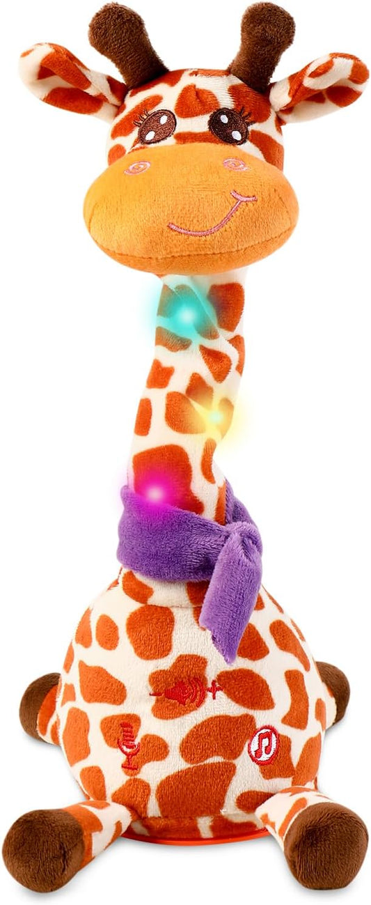 Dancing Talking Giraffe Toy, Stuffed Animal Toy Repeating What You Say, Glowing Musical Electronic Giraffe Gifts