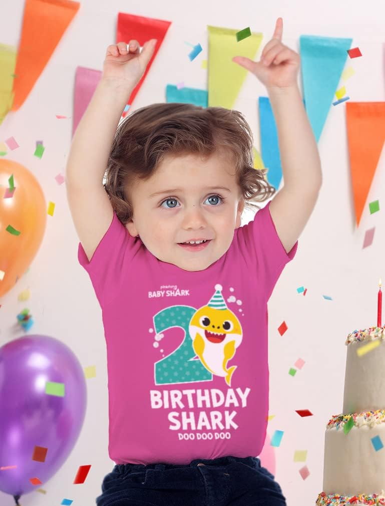 Baby Shark 2nd Birthday Shirt - Toddler Outfit for 2 Year Old Boy or Girl - Cute Kids Party Tee