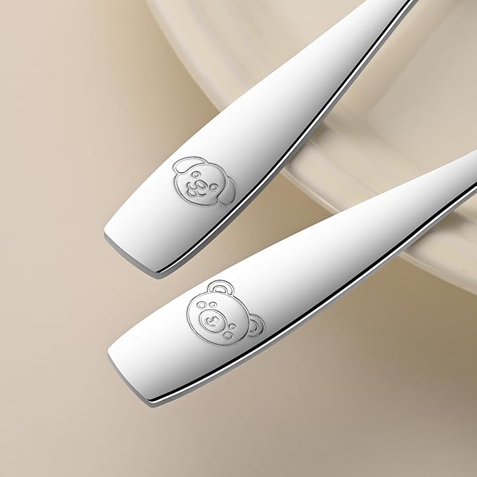 Toddler Eating Utensils Set,Set Of 12 Food Grade Stainless Steel Silverware Sets For Kids,Dishwasher Safe Children Small Metal Spoons And Forks Flatware Sets